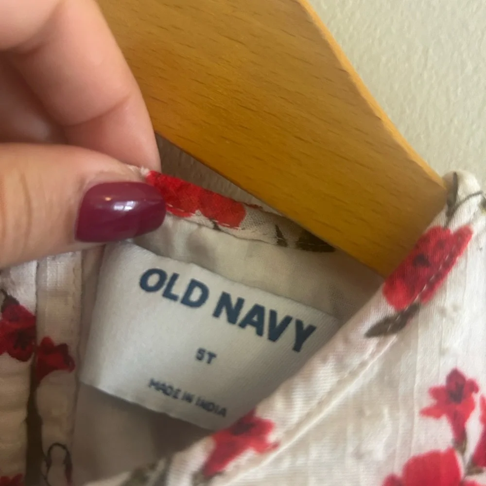 Girls' Floral Tiered old navy Dress - Red Floral on Cream size 5T